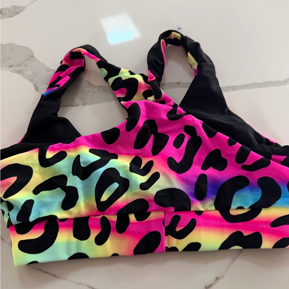 Colorful Leopard Print Bikini Top - Picture 3 of 3